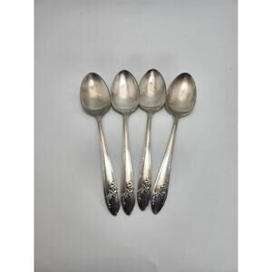 Vtg Lot 4 Oneida Tudor Plate Queen Bess II 6in Teaspoons 1946 Floral Silverplate